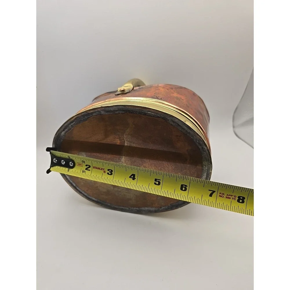 Vintage Hammered Copper Cachepot Basket with Handle‎ 9.5x9.25